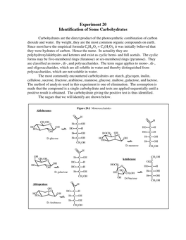 Experiment 20 Identification of Some Carbohydrates