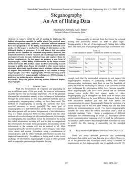 Steganography an Art of Hiding Data