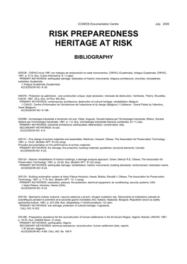 ICOMOS Risk Preparedness Heritage at Risk