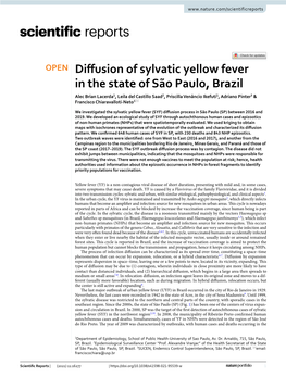 Diffusion of Sylvatic Yellow Fever in the State of São Paulo, Brazil