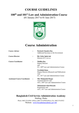 100Th and 101St Law and Administration Course (01 January 2017 to 01 June 2017)