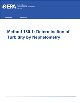 Method 180.1: Determination of Turbidity by Nephelometry