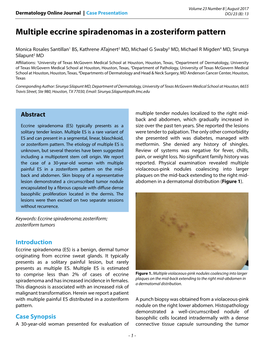 Multiple Eccrine Spiradenomas in a Zosteriform Pattern
