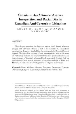 Canada V. Asad Ansari: Avatars, Inexpertise, and Racial Bias In