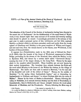 A View of the Ancient Limits of the Forest of Wychwood. by JOHN YONGE AKEBMAN, Secretary S.A