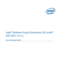 Intel® Software Guard Extensions SSL Developer Guide