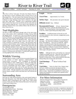 River to River Trail Supervisor’S Office 50 HWY 145 South Harrisburg, IL 62946 (800) 699-6637 2003