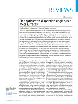 Flat Optics with Dispersion-Engineered Metasurfaces