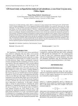 GIS Based Study on Liquefaction-Induced Soil Subsidence GIS Based Study on Liquefaction-Induced Soil Subsidence, a Case from Urayasu Area, Chiba, Japan