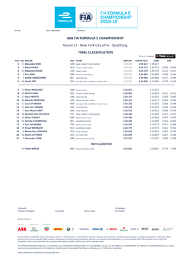 FINAL CLASSIFICATION Round 13