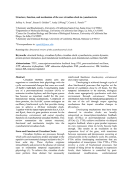 Structure, Function, and Mechanism of the Core Circadian Clock in Cyanobacteria