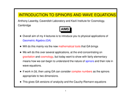 Introduction to Spinors and Wave Equations