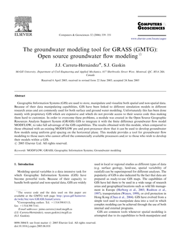 The Groundwater Modeling Tool for GRASS (GMTG): Open Source Groundwater ﬂow Modeling$ J.J