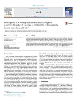 Investigation of Wavelength Division Multiplexed Hybrid Ring-Tree-Star