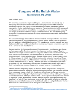 Dear President Biden, We Are Writing to Express the Urgent Need for Your Administration to Immediately Sign an Emergency Preside