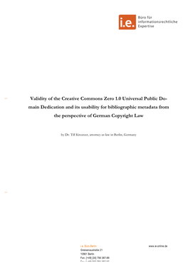 Validity of the Creative Commons Zero 1.0 Universal Public Do