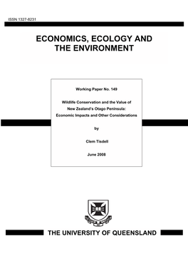 Valuing the Otago Peninsula: the Economic Benefits of Conservation by Clem Tisdell, November 2007