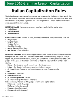 Italian Capitalization Rules