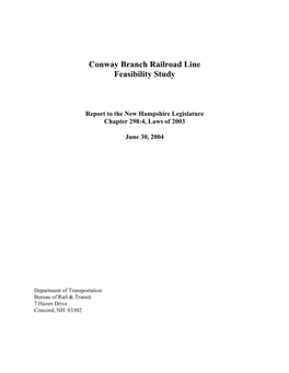 Conway Branch Railroad Line Feasibility Study