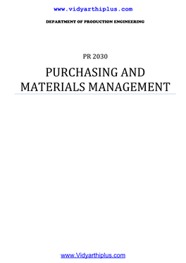 Purchasing and Materials Management