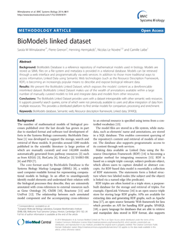 Biomodels Linked Dataset Sarala M Wimalaratne1*, Pierre Grenon2, Henning Hermjakob1, Nicolas Le Novère1,3 and Camille Laibe1