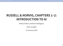 Russell & Norvig, Chapters