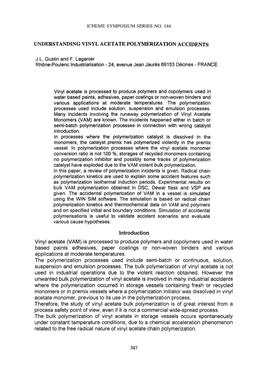 Understanding Vinyl Acetate Polymerisation Accidents