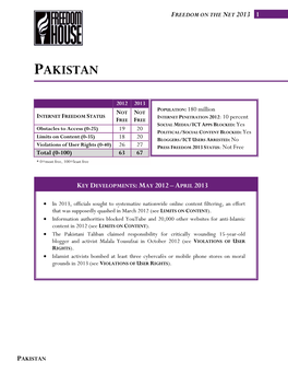 Freedom on the Net 2013 Pakistan