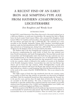 A RECENT FIND of an EARLY IRON AGE SOMPTING-TYPE AXE from HATHERN (CHARNWOOD), LEICESTERSHIRE Dot Boughton and Wendy Scott