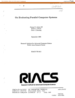 On Evaluating Parallel Computer Systems