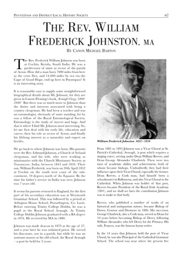 The Rev. William Frederick Johnston, Ma by Canon Michael Barton