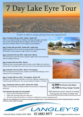 7 Day Lake Eyre Tour