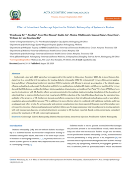 Effect of Intravitreal Conbercept Injection for Diabetic Retinopathy: a Systematic Review