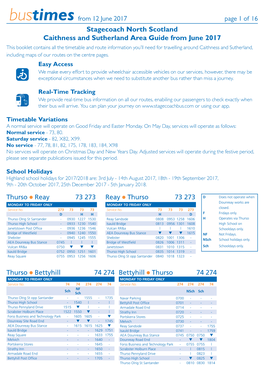 Stagecoach North Scotland Caithness and Sutherland Area Guide From