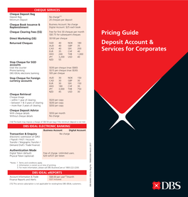 Deposit Account & Pricing Guide Services for Corporates