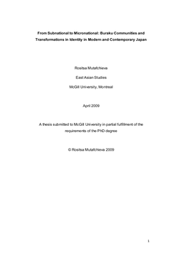 The Burakumin Myth of Everyday Life: Reformulating Identity In