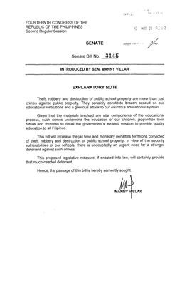 SENATE Senate Bill No. EXPLANATORY NOTE