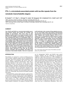 PTL-1, a Microtubule-Associated Protein with Tau-Like Repeats from the Nematode Caenorhabditis Elegans