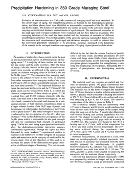 Precipitation Hardening in 350 Grade Maraging Steel