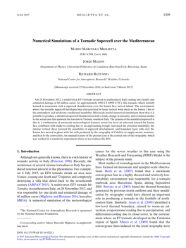 Numerical Simulations of a Tornadic Supercell Over the Mediterranean