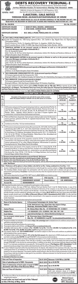 DEBTS RECOVERY TRIBUNAL-I Ministry of Finance, Department of Financial Service, Government of India 2Nd Floor, Bhikhubhai Chambers, Nr