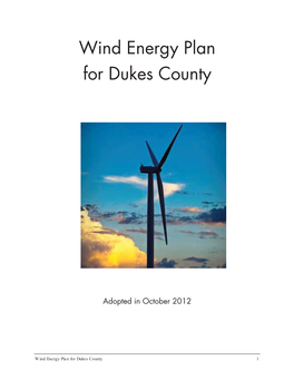 Wind Energy Plan for Dukes County