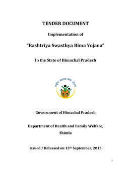 TENDER DOCUMENT “Rashtriya Swasthya Bima Yojana”