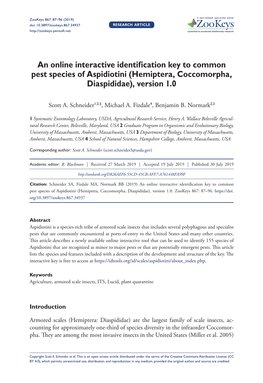 An Online Interactive Identification Key to Common Pest Species of Aspidiotini (Hemiptera, Coccomorpha, Diaspididae), Version 1.0