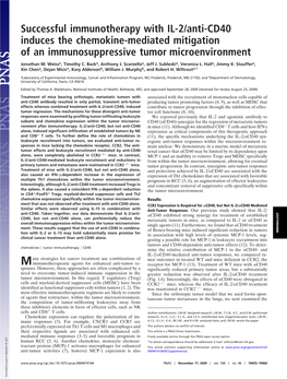 Successful Immunotherapy with IL-2/Anti-CD40 Induces the Chemokine-Mediated Mitigation of an Immunosuppressive Tumor Microenvironment