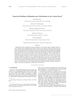 Numerical Modeling of Bioluminescence Distributions in the Coastal Ocean*