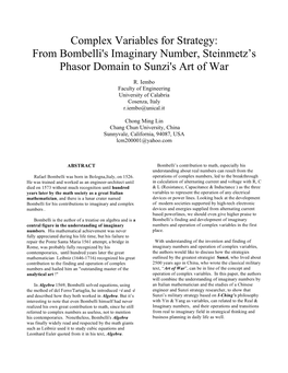 From Bombelli's Imaginary Number, Steinmetz's Phasor Domain To