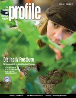 SPRING 2013 the Frostburg State University Magazineprofile