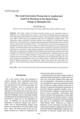 The Land Conversion Process Due to Landowners' Land-Use Decisions in the Rural-Urban Fringe of Maebashi City