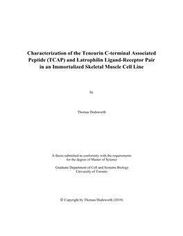 Characterization of the Teneurin C-Terminal Associated Peptide (TCAP) and Latrophilin Ligand-Receptor Pair in an Immortalized Skeletal Muscle Cell Line
